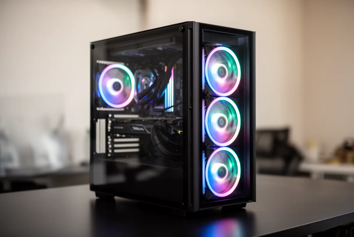 Tour PC gaming avec panneau latéral en verre trempé et ventilateurs RGB