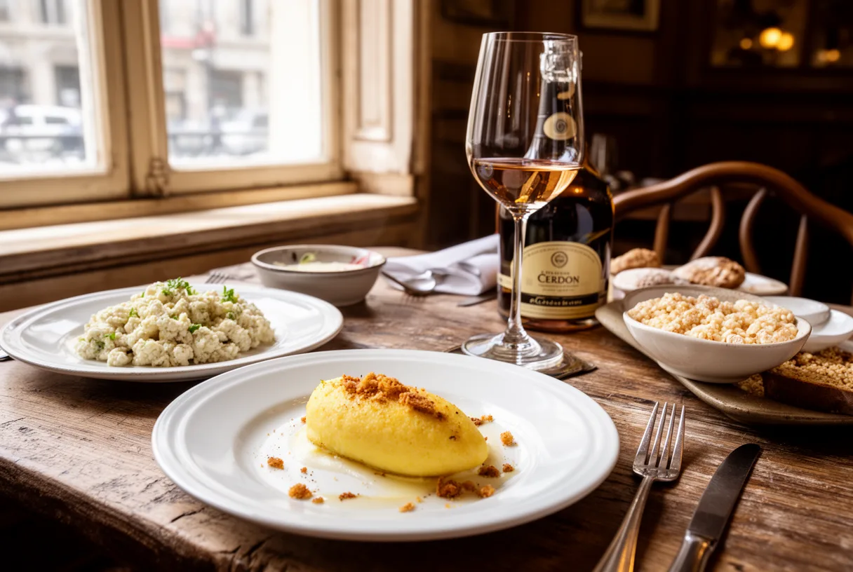 Table de brunch lyonnais avec spécialités locales