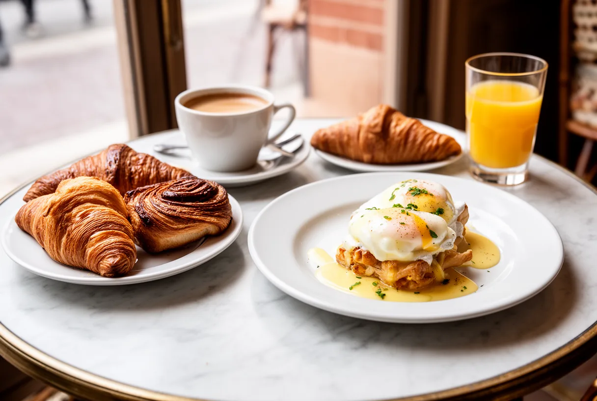 Table de brunch garnie dans un café de Toulouse