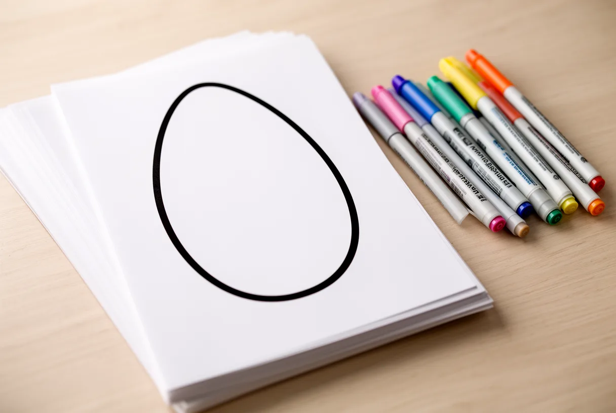 Coloriages de Pâques imprimés sur papier épais avec un œuf aux contours épais
