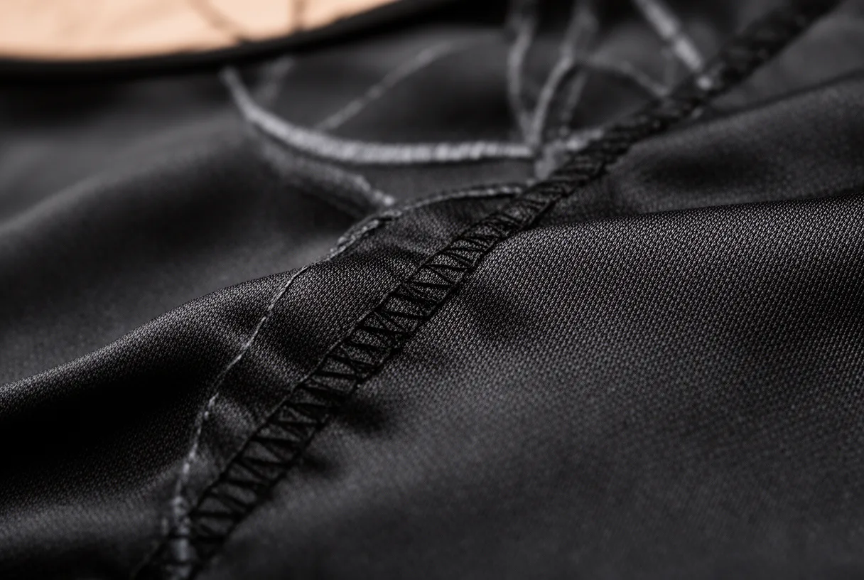 Gros plan sur les coutures et la matière d'un costume de déguisement féminin