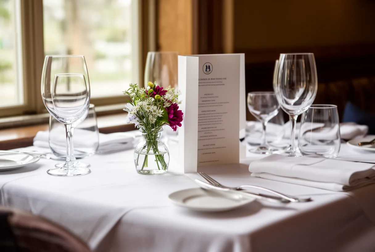 Table de restaurant dressée pour un déjeuner de fête des pères