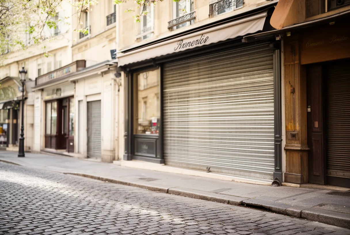 Boulangerie fermée un lundi de Pâques, rue calme