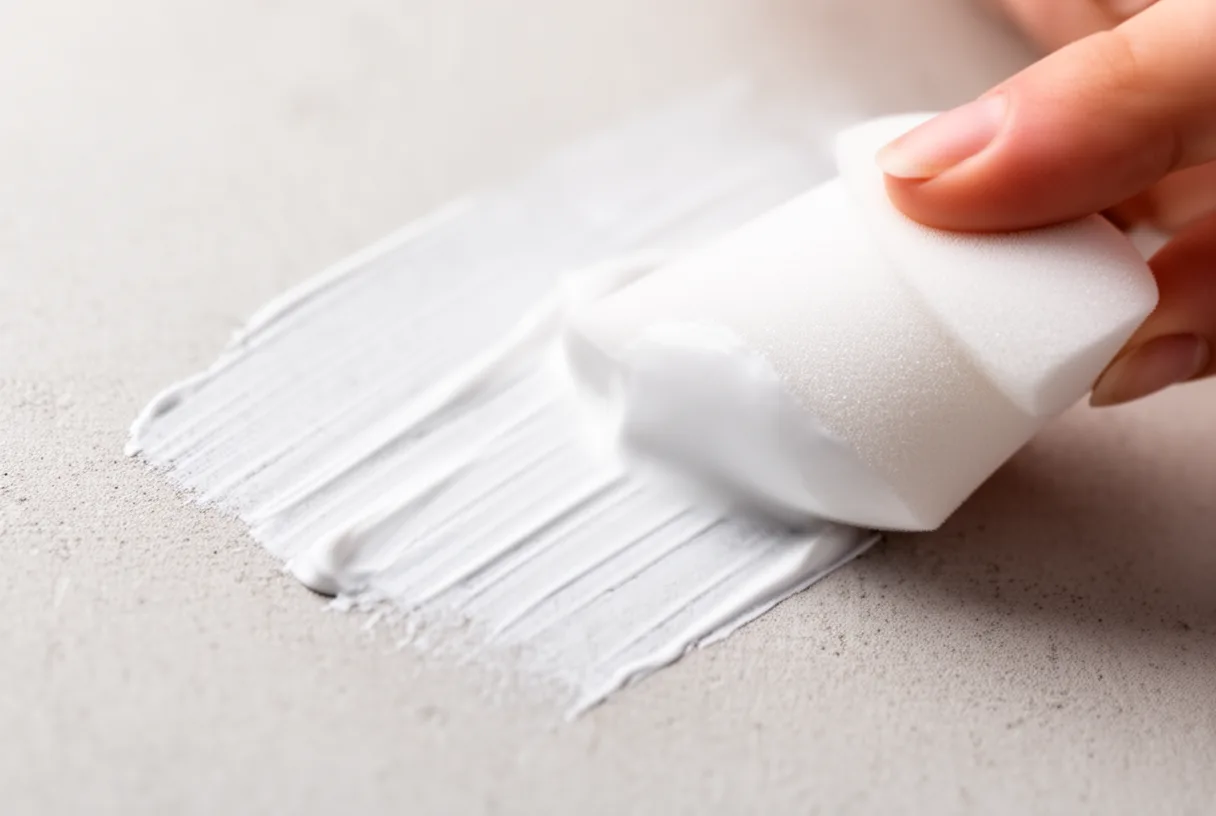 Application de la base blanche avec une éponge dense