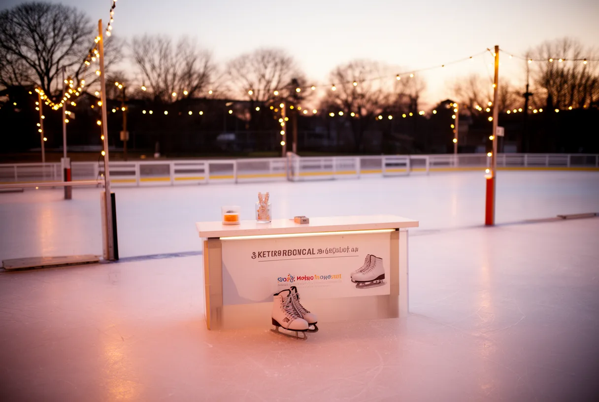 Patinoire provisoire installée sur l'esplanade Charles-de-Gaulle pendant le marché de Noël de Montpellier