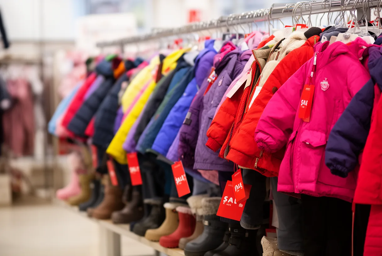 Rayon enfant d'un magasin Kiabi pendant les soldes d'hiver